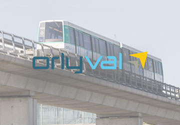 Orlyval logo and shuttle.